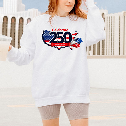 USA 250th Anniversary Shirt, Celebrate America 1776-2026 T-Shirt, Patriotic USA Map Tee, 4th of July Shirt, American Flag Shirt | MY58