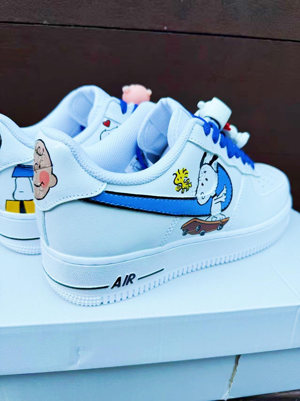 Custom Hand-Painted Air Force 1 Sneakers: Cartoon dog Yellow Bird AF1 white personalized gift design wedding fashion trainers shoes | PM97