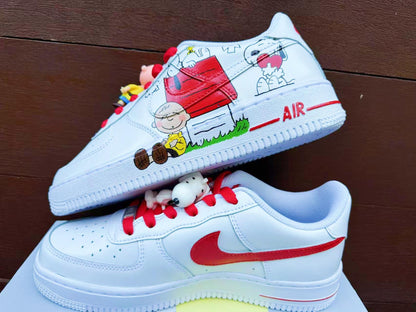 Custom Hand-Painted Air Force 1 Sneakers: Cartoon dog Yellow Bird AF1 white personalized gift design wedding fashion trainers shoes | FQ72