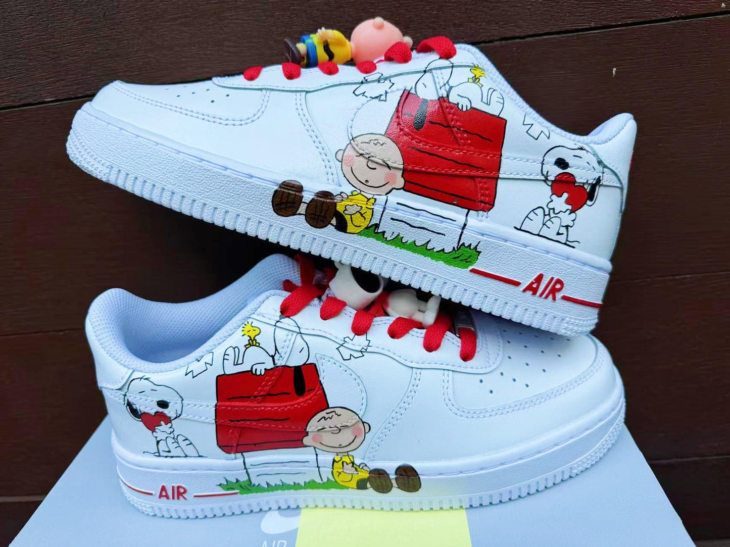 Custom Hand-Painted Air Force 1 Sneakers: Cartoon dog Yellow Bird AF1 white personalized gift design wedding fashion trainers shoes | FQ72