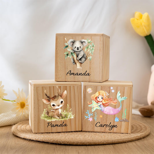 Personalised Kids Wooden Piggy Bank,Custom Name Money Box,Cute Animal Print Coin Bank,Baby Shower Gift,Birthday Gift for Boys & Girls