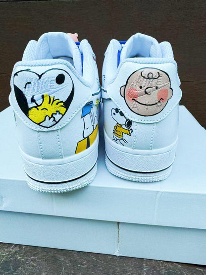 Custom Hand-Painted Air Force 1 Sneakers: Cartoon dog Yellow Bird AF1 white personalized gift design wedding fashion trainers shoes | PM97