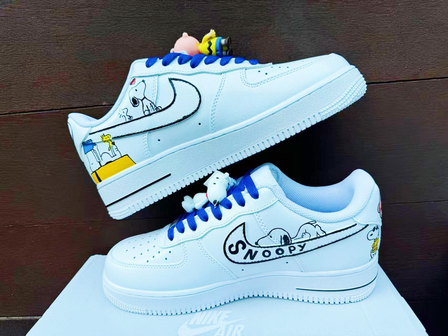 Custom Hand-Painted Air Force 1 Sneakers: Cartoon dog Yellow Bird AF1 white personalized gift design wedding fashion trainers shoes | PM97