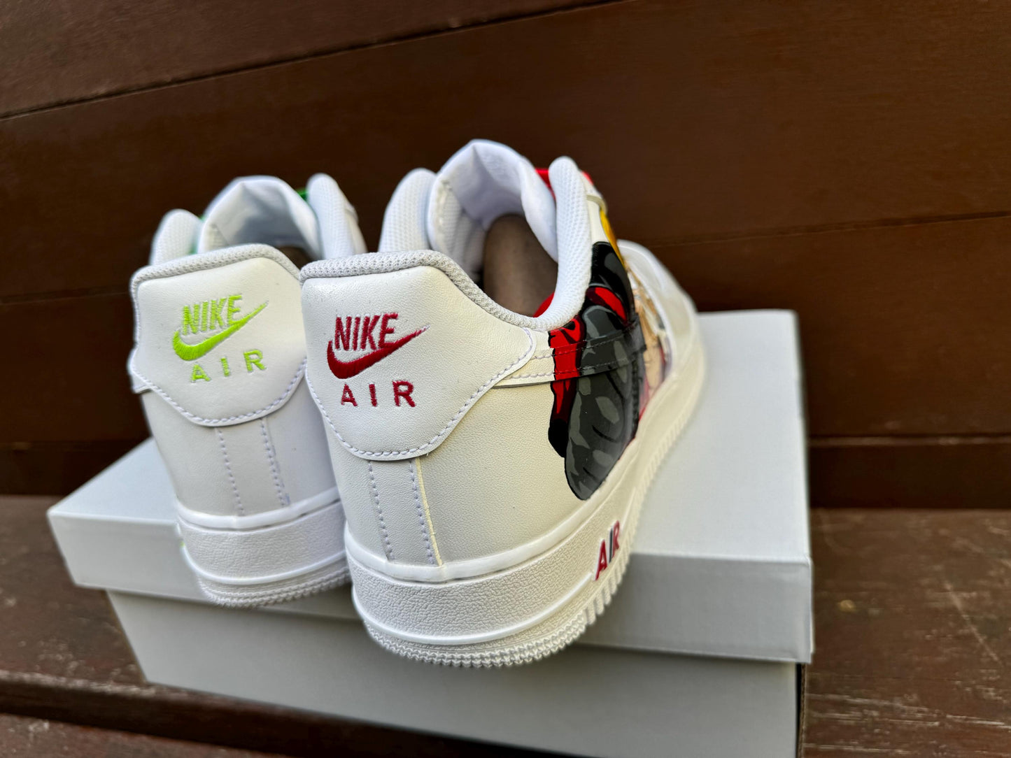 Hand-Painted Air Force 1 Sneakers: Custom Cartoon AF1 white personalized gift design wedding fashion trainers | EV90