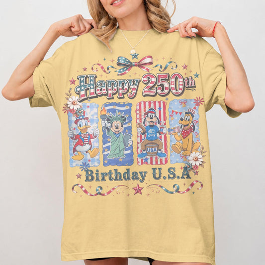 Disney America 250th Birthday Shirt, Mickey Donald Goofy 4th of July Tee, Vintage USA Comfort Colors Patriotic Shirt | MF25