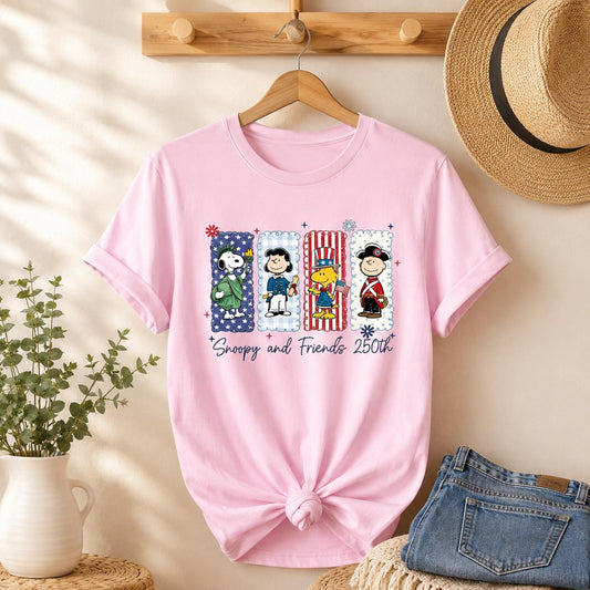 Snoopy and Friends 250th Shirt, Peanuts Patriotic Tee, America 250th Birthday Comfort Colors, 4th of July Gift | YX77