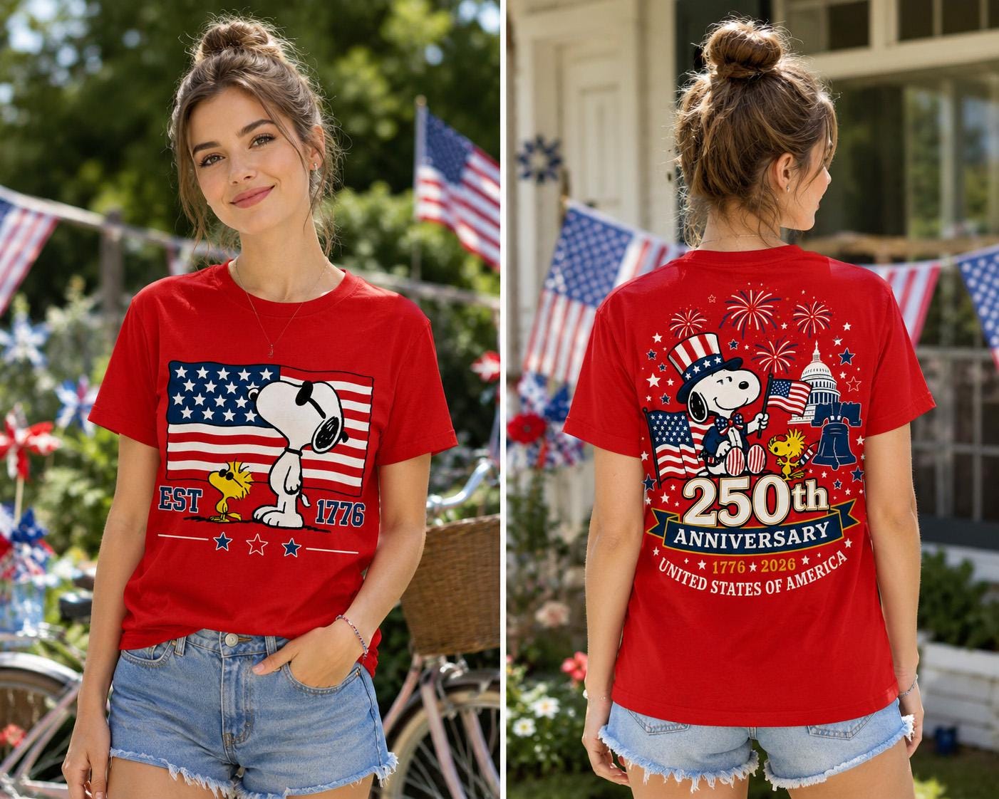 Snoopy America 250th Anniversary Shirt, Peanuts 1776 2026 Patriotic Tee, 4th of July Comfort Colors Shirt | FA92