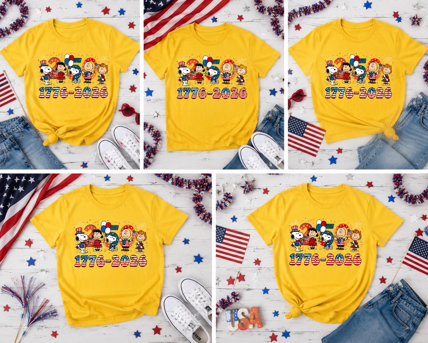 America 250th Snoopy Shirt, Peanuts Patriotic Comfort Colors Tee, 1776 2026 Fourth Of July Gift For Women | SE77