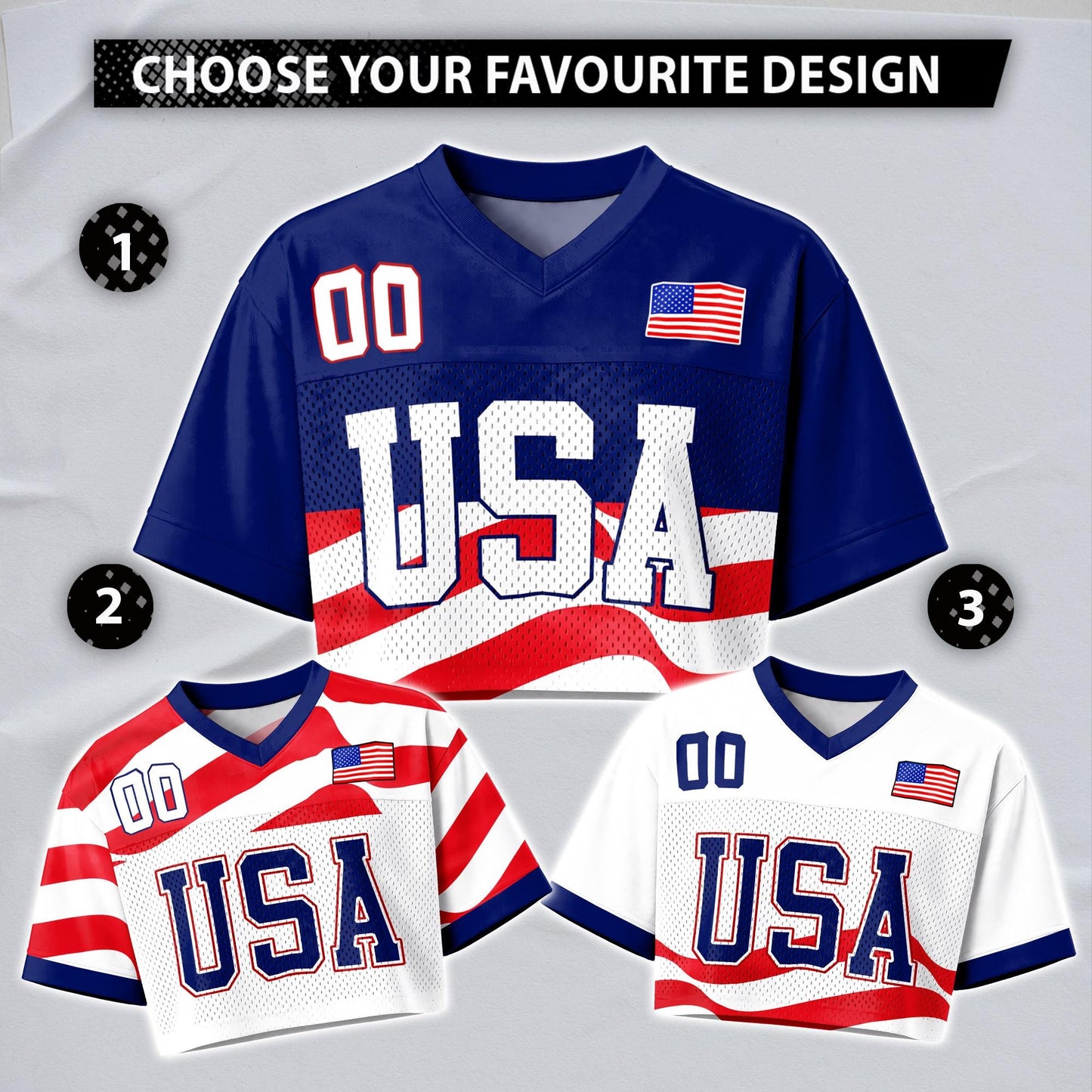 Custom USA Football Jersey for Women, Personalized Printed Name Number Mesh Crop Top, Summer Soccer 2026 Jersey, America Soccer 2026 Shirt | EW90