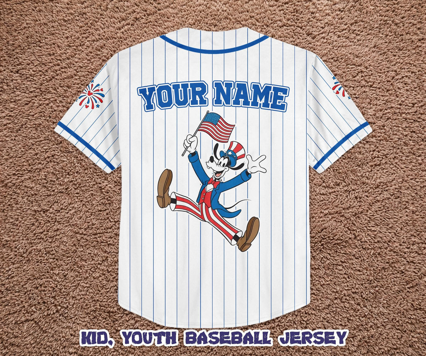 Custom America 250th Anniversary Baseball Jersey, Personalized Goofy Dog Patriotic Shirt, 4th of July Disney Family Trip Outfit | AX56