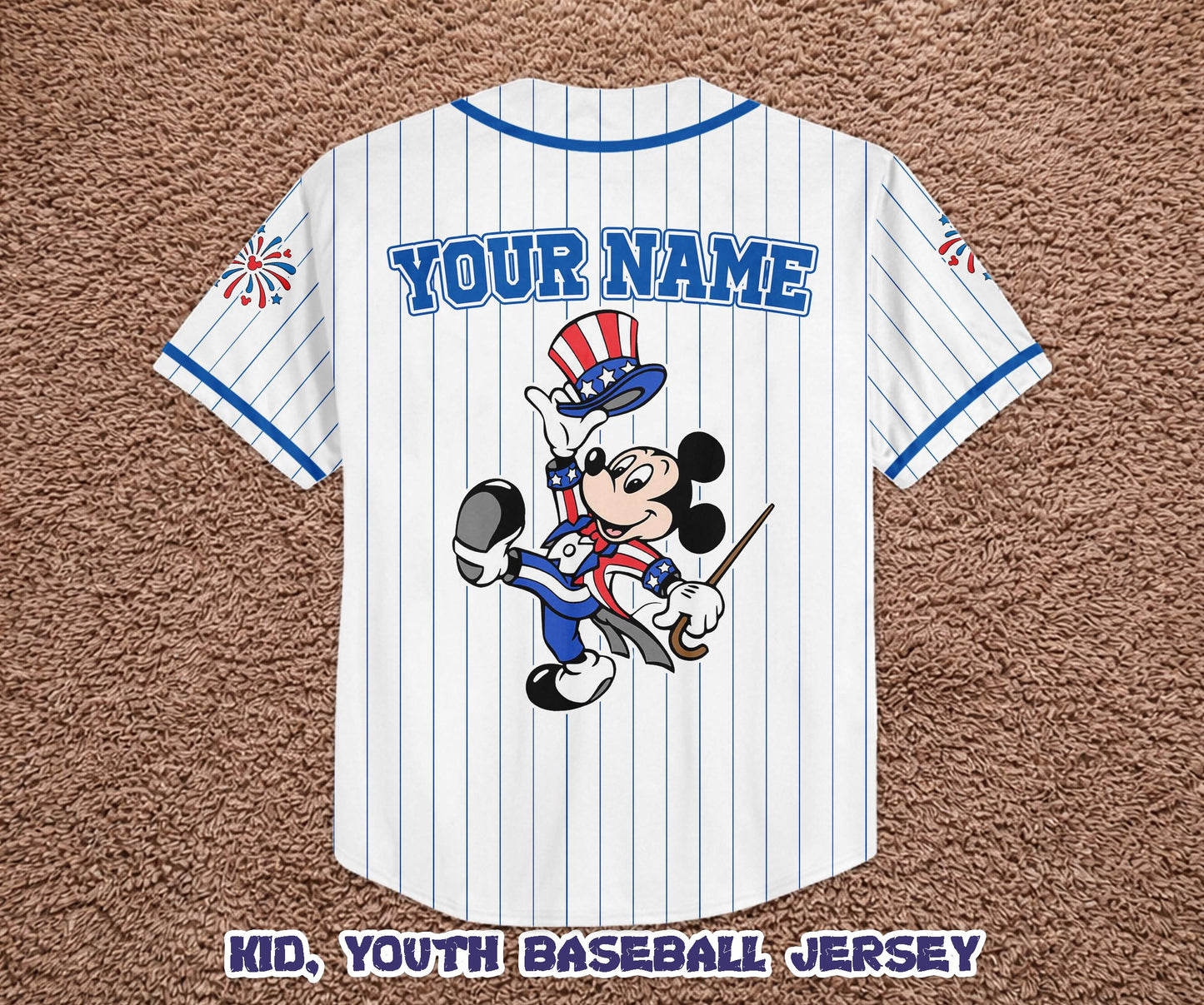 Custom Mickey America 250th Anniversary Baseball Jersey, Patriotic Mickey and Friends Shirt | UW28