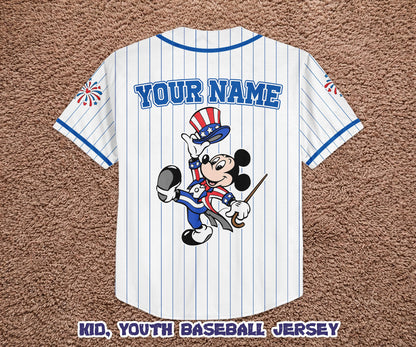 Custom Mickey America 250th Anniversary Baseball Jersey, Patriotic Mickey and Friends Shirt | UW28