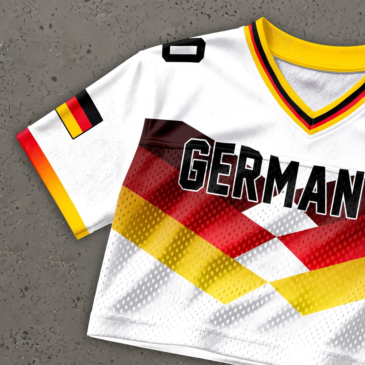 Custom Cheerleading Germany Football Jersey for Women, Personalized Printed Name Number Mesh Crop Top, White Navy Soccer Jersey,German Shirt | DG87