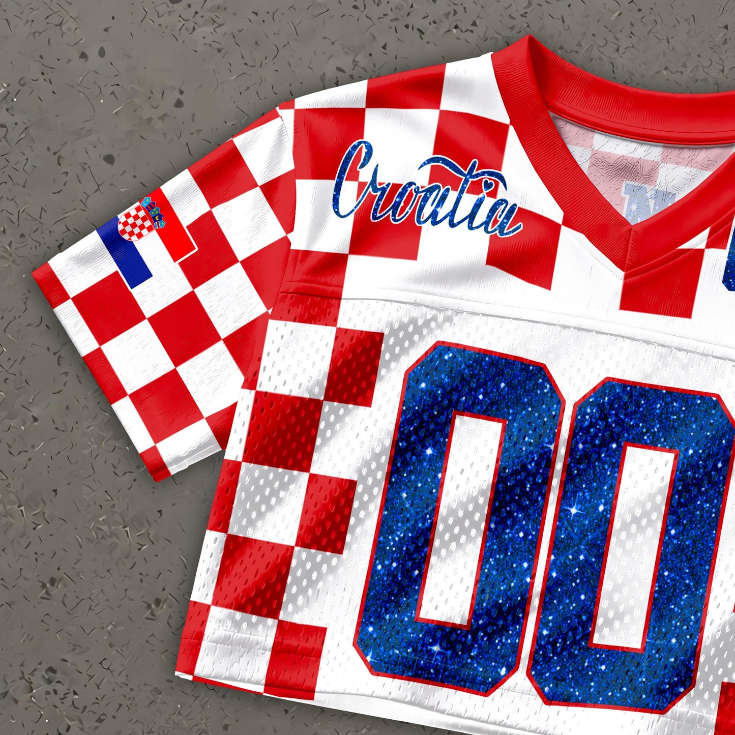 Custom Cheerleading Croatia Football Jersey for Women, Personalized Printed Name Number Mesh Crop Top, Red White Soccer Jersey,Croatia Shirt | HC45