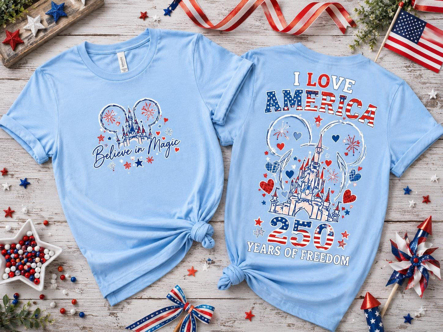 Disney 250 Years Freedom Shirt, Mickey Castle America Tee, Believe In Magic t, Family Vacation Gift | LN69