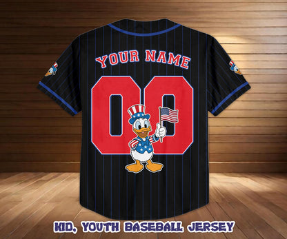 Disney Mickey & Friends Donald Baseball Jersey, 250th America Anniversary Shirt, Kids Adult Patriotic Custom Baseball Jersey | UK52