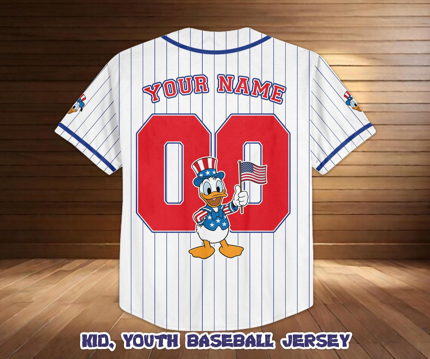 Disney Mickey & Friends Donald Baseball Jersey, 250th America Anniversary Shirt, Kids Adult Patriotic Custom Baseball Jersey | UK52