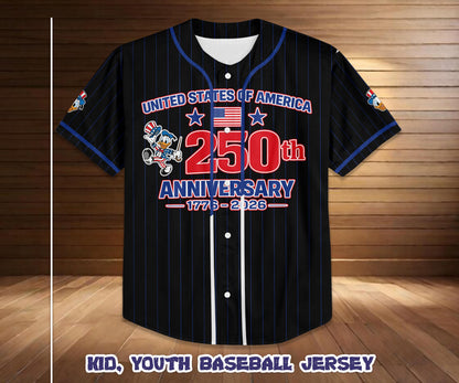 Disney Mickey & Friends Donald Baseball Jersey, 250th America Anniversary Shirt, Kids Adult Patriotic Custom Baseball Jersey | UK52