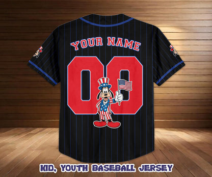 Disney Mickey And Friends Goofy Baseball Jersey, Custom America 250th Anniversary Shirt, Kids Youth Adult Patriotic Game Day Tee | MV24