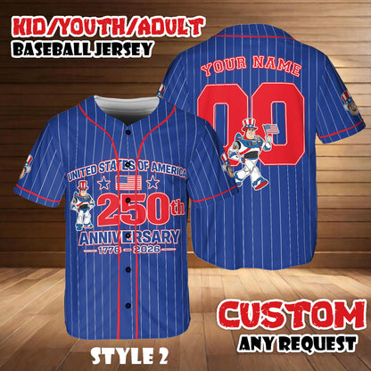 Custom Buzz Lightyear Baseball Jersey, 250th Anniversary USA Outfit, Birthday Gift | CW17