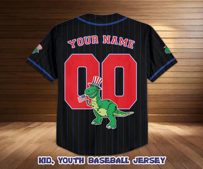 Custom Toy Story Rex Baseball Jersey, USA 250th Anniversary Shirt, Game Day Outfit | AA79