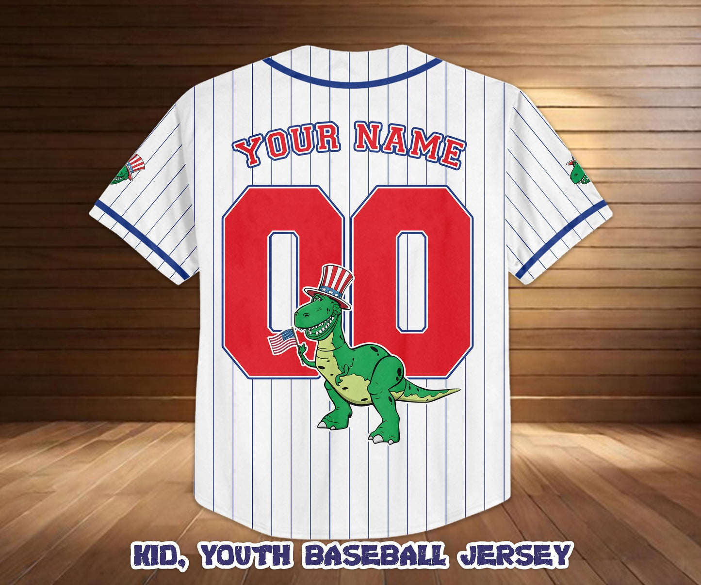 Custom Toy Story Rex Baseball Jersey, USA 250th Anniversary Shirt, Game Day Outfit | AA79