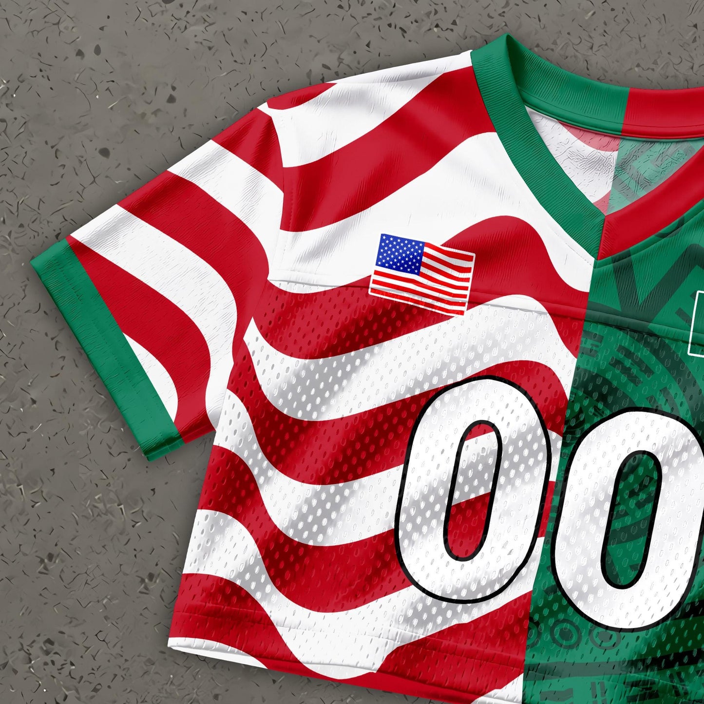 Custom USA Football Half & Half Jersey Crop Top, Personalized Binational Flag Shirt, Matching Fan Set, Game Day Outfit Gift | CT68
