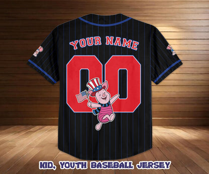Custom Disney Piglet America 250th Anniversary Baseball Jersey, Winnie The Pooh Patriotic Jersey Shirt | PS27