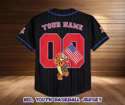 Custom Disney Tigger America 250th Anniversary Baseball Jersey, Winnie The Pooh Patriotic Shirt | FV25