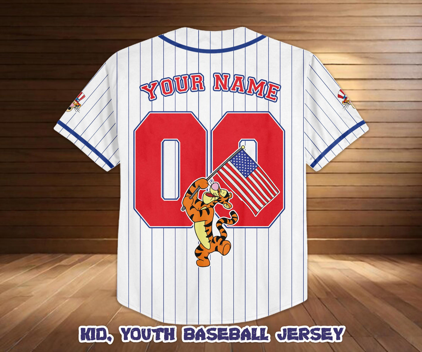 Custom Disney Tigger America 250th Anniversary Baseball Jersey, Winnie The Pooh Patriotic Shirt | FV25