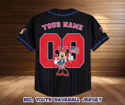 Custom Mickey America 250th Anniversary Baseball Jersey, Patriotic USA Flag Shirt | OG40