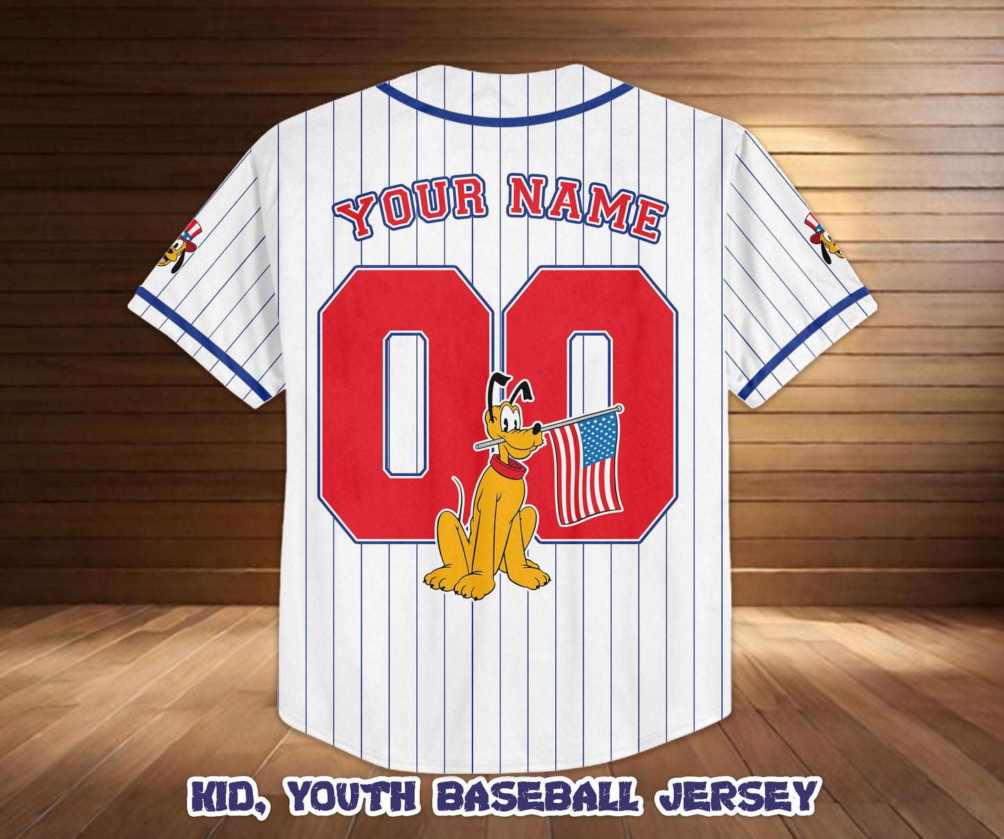 Custom Disney Pluto America 250th Anniversary Baseball Jersey, Personalized 4th of July Shirt | HO35
