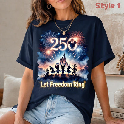 Comfort Colors Disney Mickey 250 Shirt, Let Freedom Ring Patriotic Tee, Fourth Of July T Shirt \Family Gift | CU48