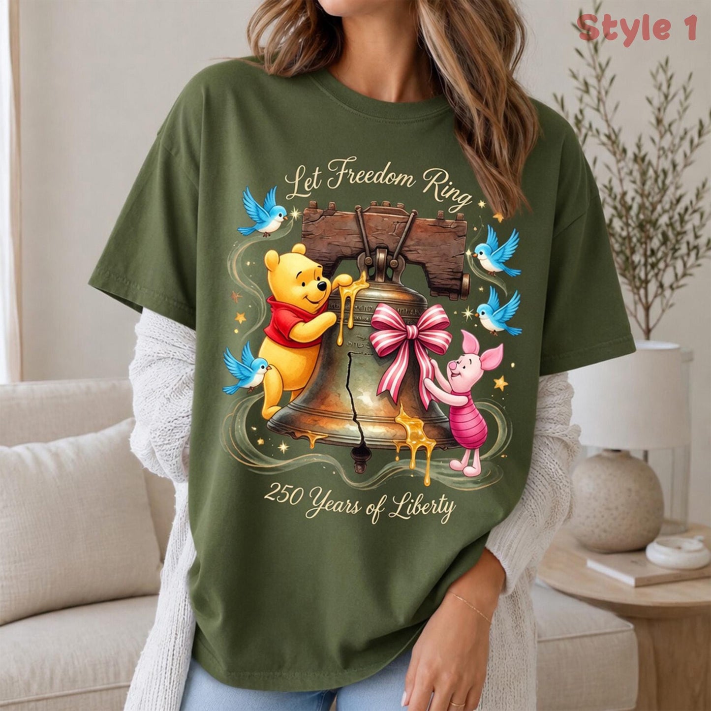 Comfort Colors Disney Pooh Liberty Bell Shirt, Let Freedom Ring 250 Years Tee, Patriotic T Shirt  Family Gift | KV85