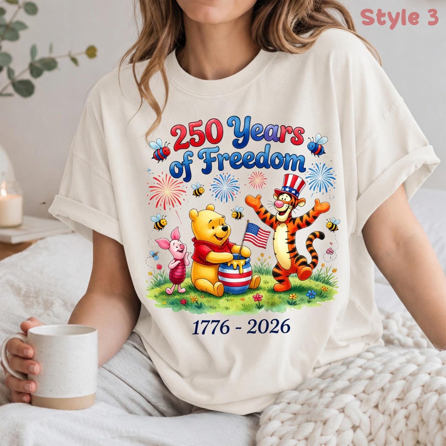 Comfort Colors Disney Pooh Liberty Bell Shirt, Let Freedom Ring 250 Years Tee, Patriotic T Shirt  Family Gift | KV85