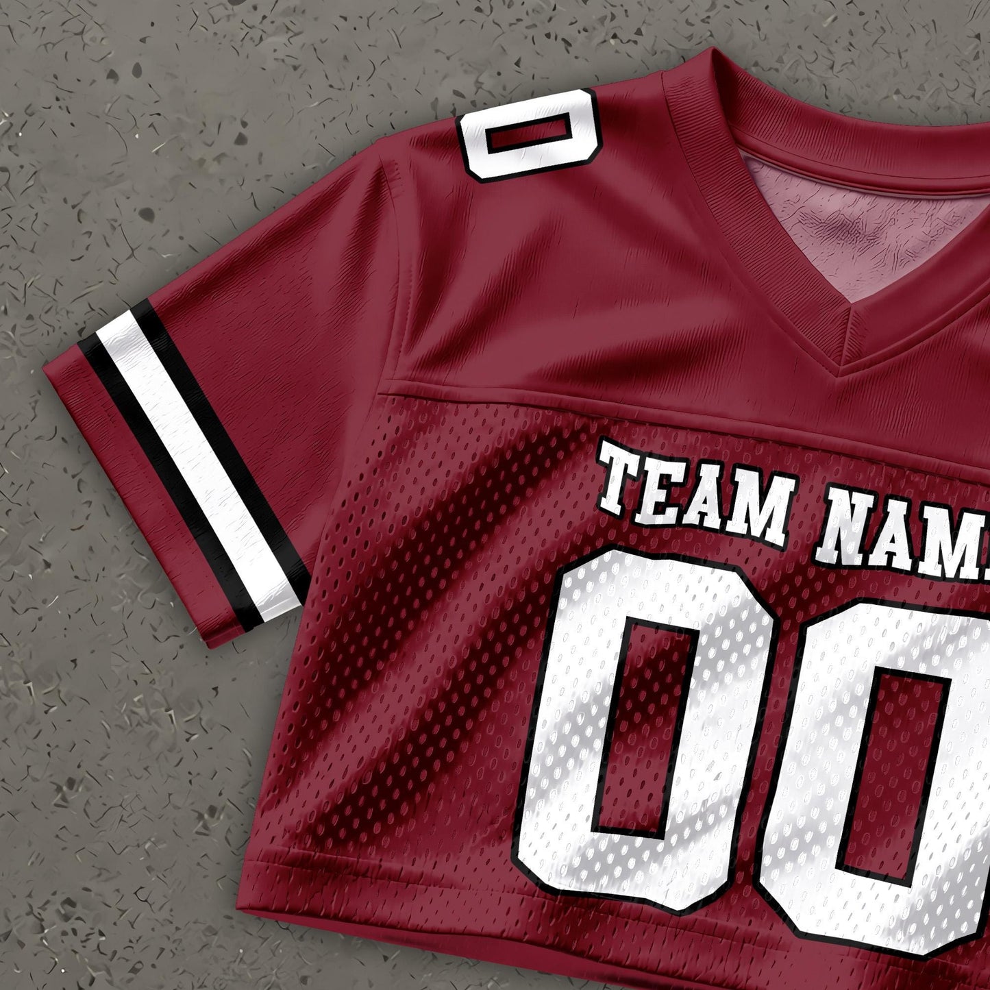 Custom Cheerleading Football Crop Top for Girls, Maroon Black White Jersey Shirt, Personalized Name Number Logo, College Game Day Outfit | DC16