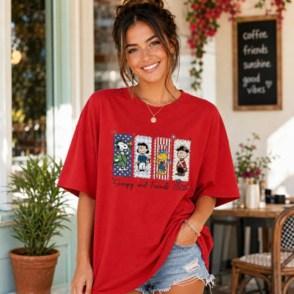 Snoopy and Friends 250th Shirt, Peanuts Patriotic Tee, America 250th Birthday Comfort Colors, 4th of July Gift | YX77