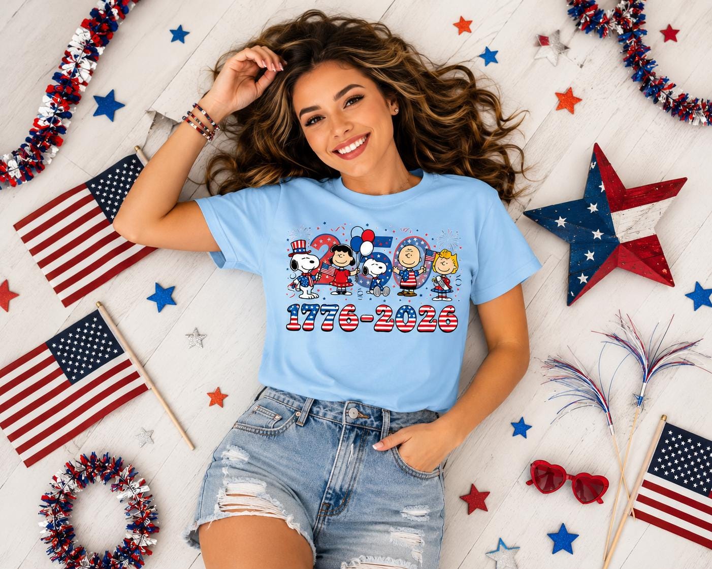America 250th Snoopy Shirt, Peanuts Patriotic Comfort Colors Tee, 1776 2026 Fourth Of July Gift For Women | SE77
