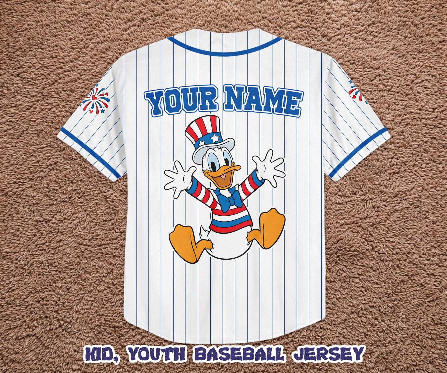Custom Donald Duck America 250th Anniversary Baseball Jersey, Patriotic Mickey and Friends Shirt | LG18