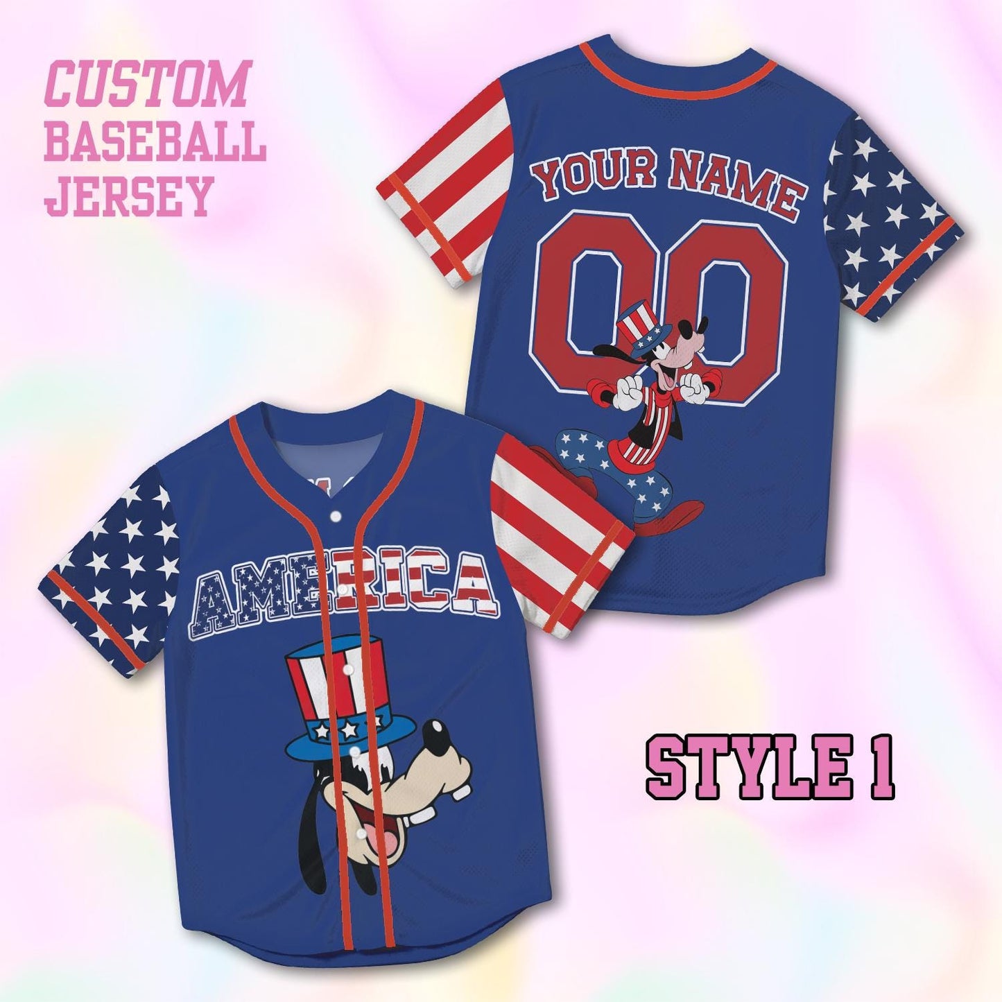 Custom America 250th Baseball Jersey, Patriotic Mickey Family Shirt, 4th of July Vacation Matching Tee | KW47