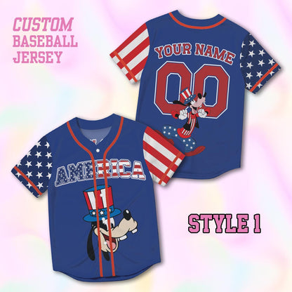 Custom America 250th Baseball Jersey, Patriotic Mickey Family Shirt, 4th of July Vacation Matching Tee | KW47