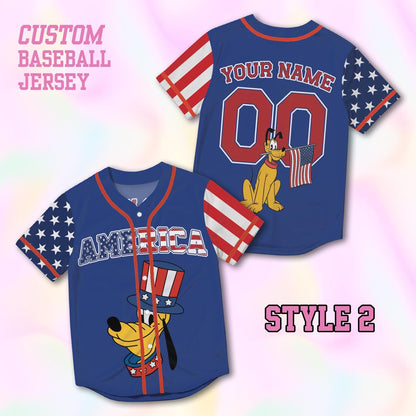Custom America 250th Baseball Jersey, Patriotic Mickey Family Shirt, 4th of July Vacation Matching Tee | KW47