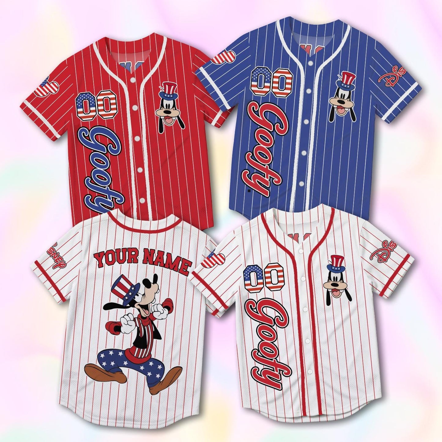 Custom Goofy Baseball Jersey, USA 250th Anniversary Shirt, Personalized 1776-2026 Family Vacation Gift | QV40