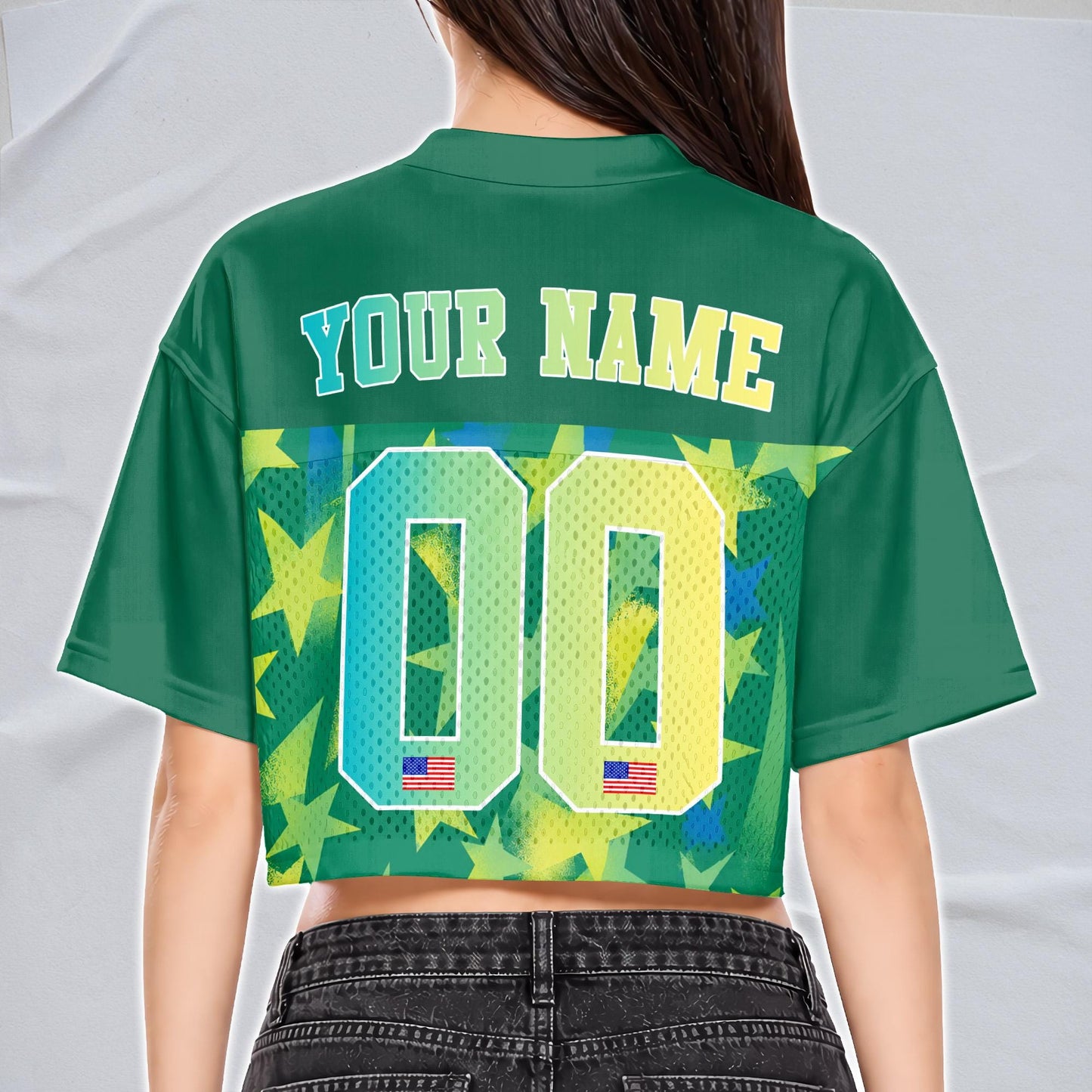 Custom USA Football Jersey for Women, Personalized Printed Name Number Mesh Crop Top, Summer Soccer 2026 Jersey, America Soccer 2026 Shirt | QC19