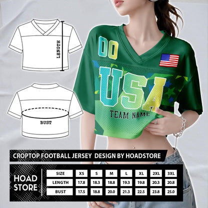 Custom USA Football Jersey for Women, Personalized Printed Name Number Mesh Crop Top, Summer Soccer 2026 Jersey, America Soccer 2026 Shirt | QC19