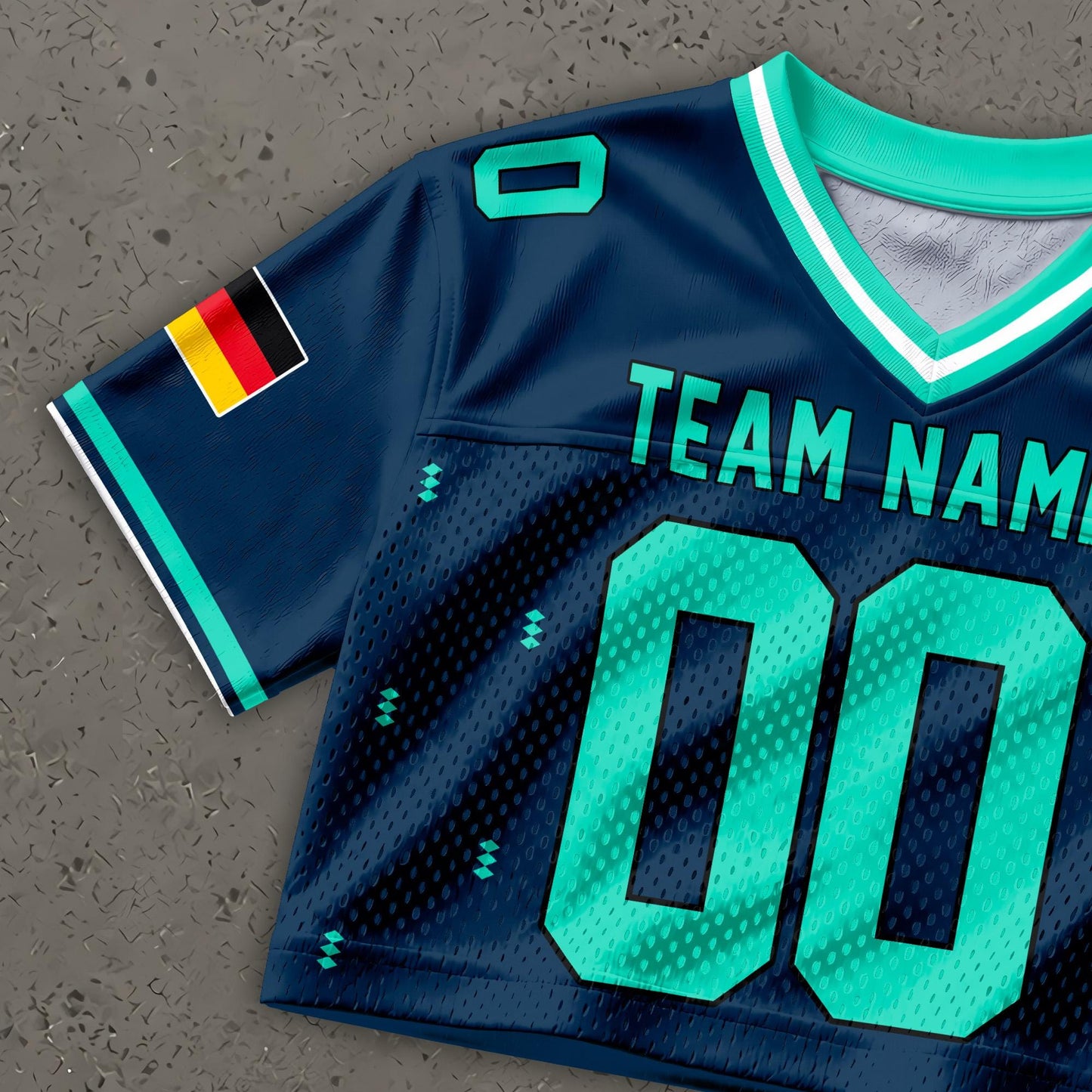 Custom Cheerleading Germany Football Jersey for Women, Personalized Printed Name Number Mesh Crop Top, White Navy Soccer Jersey,German Shirt | PM17