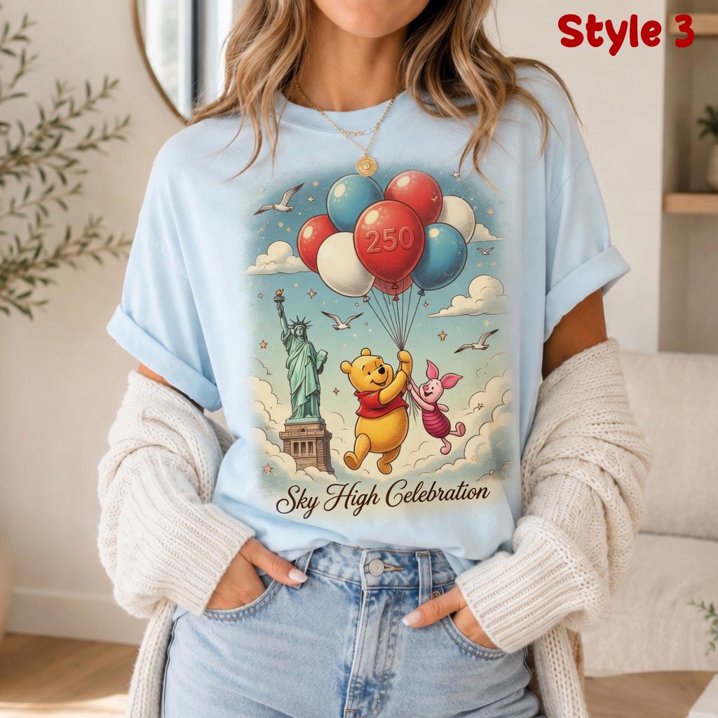 Comfort Colors Pooh Tigger Eeyore Shirt, Let Freedom Ring 250 Tee, Disney Patriotic Fourth Of July Gift Shirt | DB70