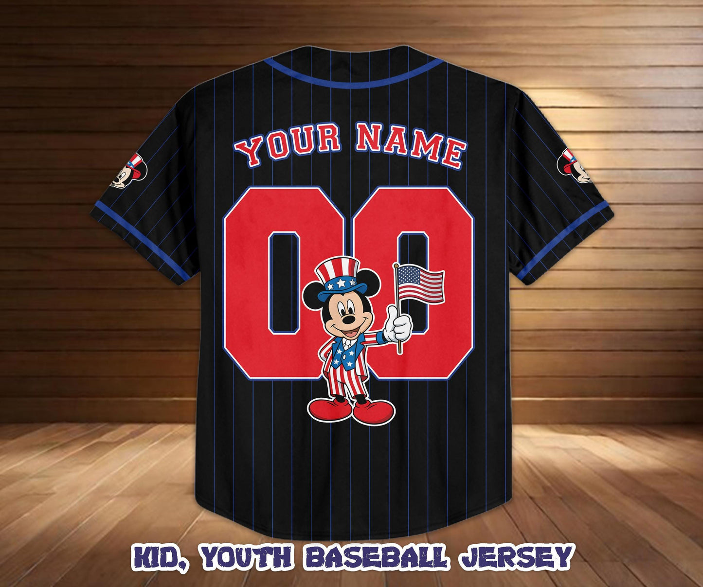 Custom Disney Mickey & Friends Baseball Jersey, 250th America Anniversary Shirt, Kid Youth Adult Patriotic Disney Game Day Jersey | EI72