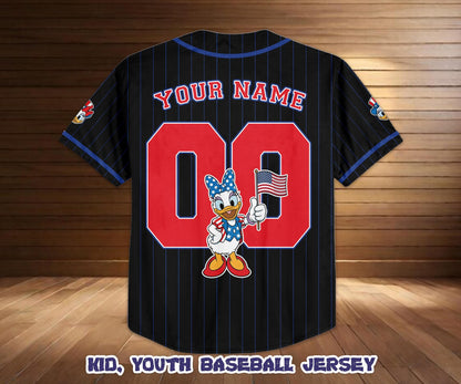 Custom Disney Mickey & Friends Daisy Baseball Jersey, USA 250th Anniversary Patriotic Jersey | BH80