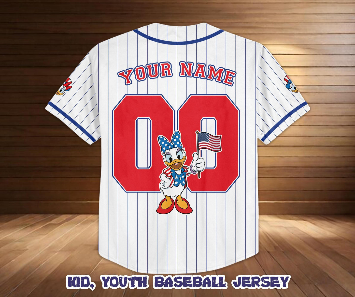 Custom Disney Mickey & Friends Daisy Baseball Jersey, USA 250th Anniversary Patriotic Jersey | BH80